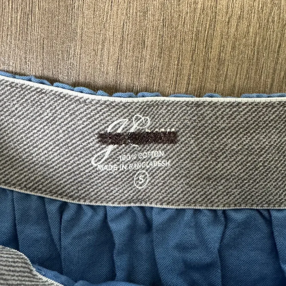 J.Crew Boxer Short Mens S Blue Broken-in Organic Cotton Oxford Elastic Waistband